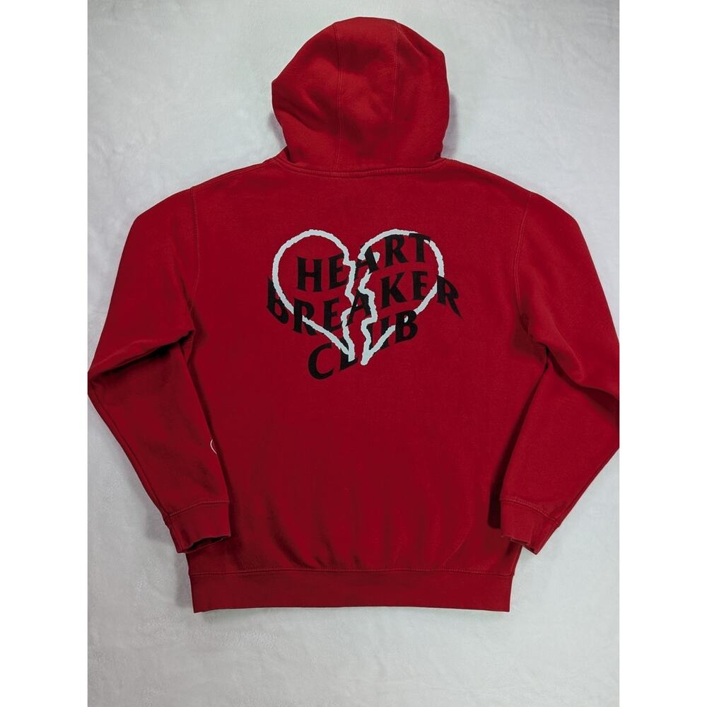 Heart Breaker Club Size Medium Red Hoodie w/Logo on Right Chest, Cuff, & Back